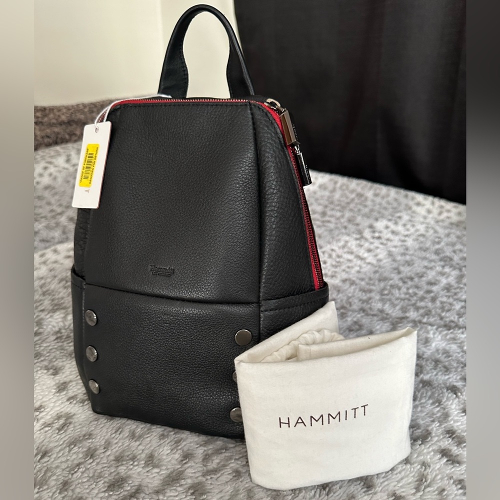 HAMMITT MEADIUM BLACK LEATHER BACKPACK